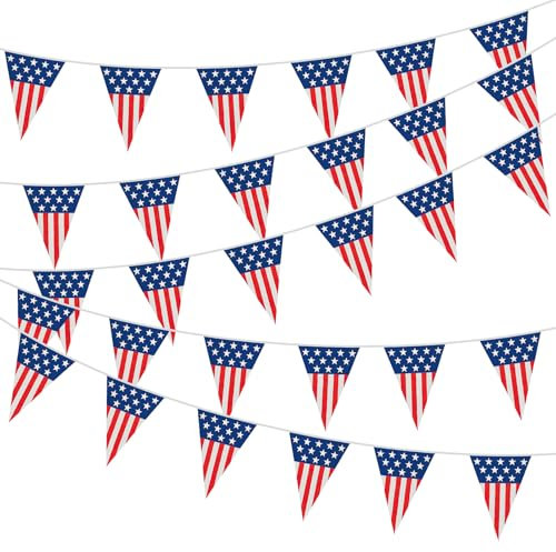 20 Flags American Flag Bunting, USA Flag Pennant Banner, 10 m/ 33 Feet Triangle USA America Flag Bunting Banners, Independence Day 4th of July Decorations for Memorial Day 4th July Party Decor