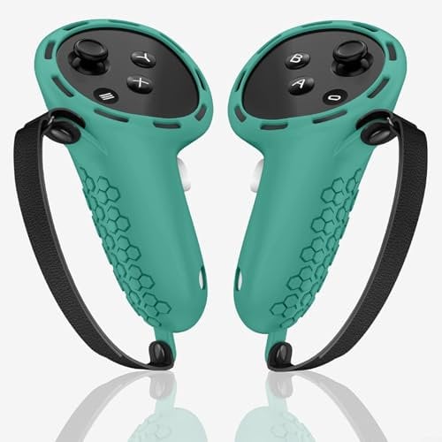 EXTRWORY Accesorios de empuñaduras de controlador, empuñaduras de silicona para Meta For Quest 3 y para Quest 3S para protección de juegos Juego de cubierta de silicona (verde)