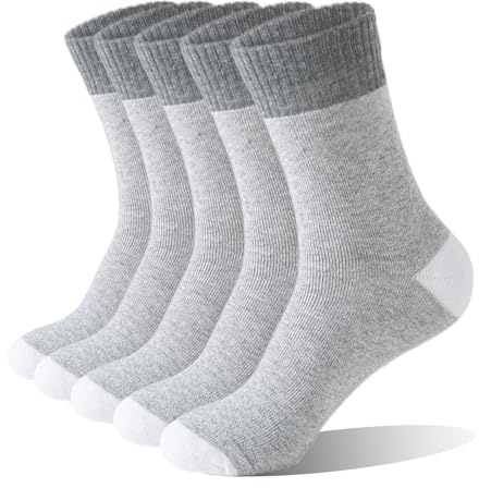 MOSOTECH Chaussettes Chaudes Homme, 5 Paires Chaussettes Thermiques Hiver | Épaisses en Éponge, Respirantes et Douces, Idéales pour Randonnée, Travail, Quotidien, Taille 39-45