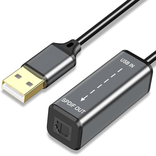 USB A to TOSLINK Optical Audio Adapter,USB Type A to SPDIF Digital Converter Compatible with Windows/Laptop PC ONLY(Unidirectional U SB A to Optical)