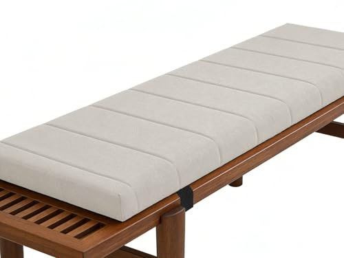moismk Cojin para Banco Madera 100x40 80x40 80x35 90x50 con Cremallera, Antideslizante Zapatero Cojines de Asiento de Silla Larga para Interiores y Exteriores(Beige,80x35x5cm)