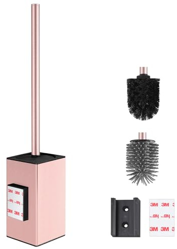 DAZI Klobürste Klebende Wandmontage ohne Bohren, Toilettenbürste modernem Design, WC Bürste mit herausnehmbarem Innenbecher für einfache Badpflege und Reinigung (Rosagold)