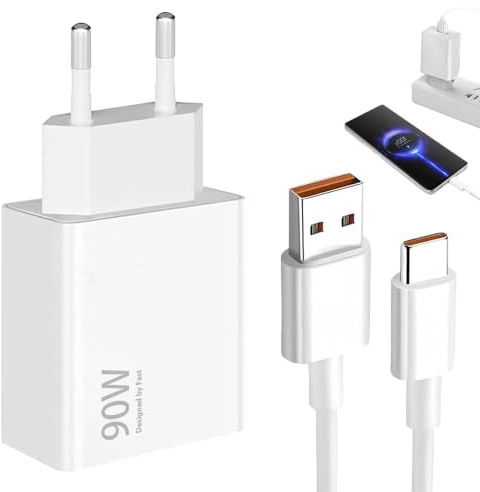 Menibeuty Chargeur 90W, avec Câble USB C 2m, Prise Turbo Chargeur Rapide 15 14 13 Ultra Poco X7 F7 Pro Note 13 14 Pro 5g 14t 13t Note 14 13S POCO Pad Lite