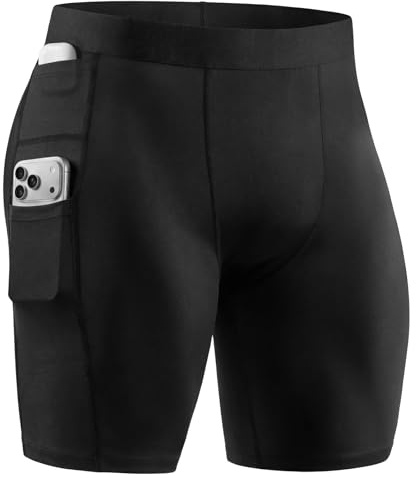 Tigersay Herren Funktionsunterwäsche Kompressionsshorts mit 3 Taschen | Schnelltrocknend Atmungsaktiv Sport Unterhosen Base Layer Verschiedene Farbvarianten Scheuerfreie Verarbeitung