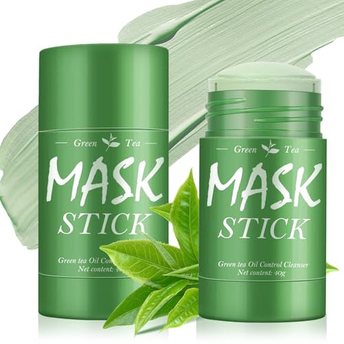 2 Stück Quick Clay Grüne Tee Stick Mask,Tiefe Reinigung Haut Maske Stick,Green Tea Cleanse Mask,Kontrolliert Öl und Feuchtigkeitsspendend,Ölregulierende und Befeuchtet Sie den für Die Hautpflege