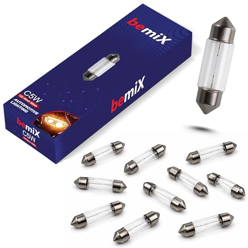 bemiX 10x C5W 12V 5W Soffitte 36mm SV8,5 Glühlampe – Kennzeichenbeleuchtung, Innenraum, Kofferraum, Handschuhfach – Soffittenlampe für PKW, Wohnmobil & Anhänger