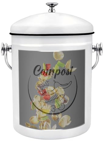 Collecteur de déchets alimentaires – Poubelle à compost de cuisine 1100 g, récipient en métal résistant aux odeurs, seau à couvercle robuste | Poubelle d'intérieur élégante pour déchets de légumes, él