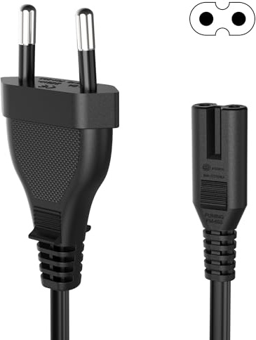 Tobfit Stromkabel C7 Eurostecker, 2-poliges Netzkabel C7 Kabel PS5,PS4,PS3,PS2,PS1,Xbox, Smart TV, Drucker, Radio Monitor, Ersatz Kleingerätekabel, Schwarz(3M)