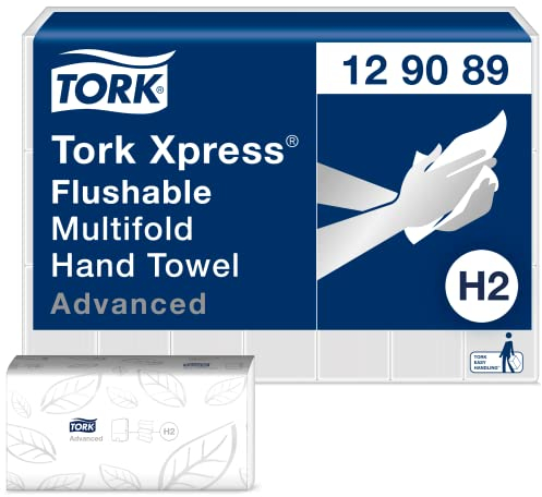 Tork Xpress weiche Multifold Papierhandtücher schnellauflösend 129089 - H2 Advanced Falthandtücher für Handtuchspender - saugfähig und reißfest, 2-lagig, weiß - 21 x 200 Tücher