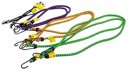 10x Multicolour Bungee Cords - 4 Sizes - Heavy-Duty Car Van Motorcycle Roof Rack Cargo Trailer Awning Storm Hooks Kit - By Blackspur