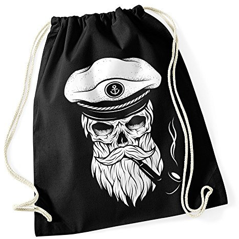 Autiga Cooler Turnbeutel Kapitän Totenkopf Captain Skull Segeln Gymsac schwarz Unisize