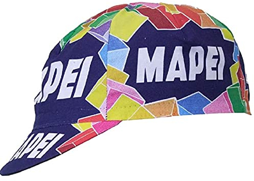 Vintage Team Radkappen - Anti Schweiß Caps | für Stand-Alone oder unter Helm | Team Jersey Caps Outdoor Caps Made in Italy, Mapei, Einheitsgröße-M