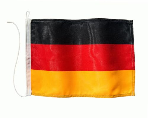 Deutschlandflagge für Yacht Motorrad Segeln und vieles mehr in verschiedenen Größen UV-Stabilisiert mit Öse und Bändsel (50x75 cm)