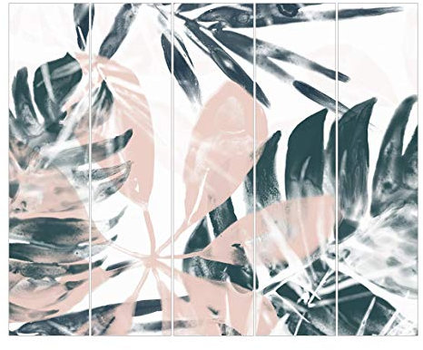 Bilderwelten Schiebegardinen Set Tropisches Petrol II 5 Flächenvorhänge je 250x60cm Wandhalterung