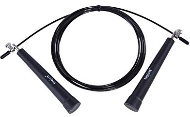 Speed Rope Premium, Springseil inklusive Tasche, Länge einstellbar, schnelle Kugellager (schwarz)