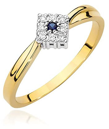 Damen Ring 585 14k Gold Gelbgold echt Saphir Edelstein Diamanten Brillanten