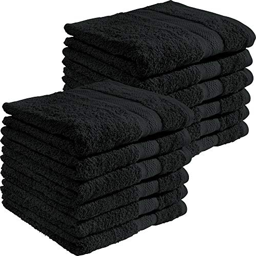 REDBEST Handtuchset, Frottierset 12er-Pack Chicago schwarz Größe 50x80 cm - saugstark, strapazierfähig, ideal für Reisen, Sport (weitere Farben)