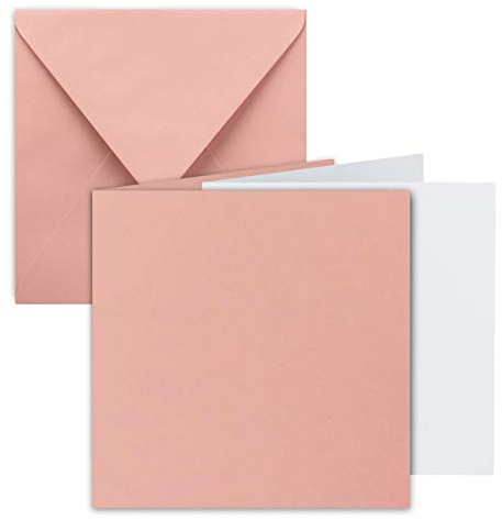 FarbenFroh by GUSTAV NEUSER 20x Quadratisches Falt-Karten Set - 15 x 15 cm - mit Brief-Umschlägen & Einlegeblättern - Altrosa