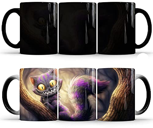 Tasse à café Tasse Magique, Mug effet thermique Mugs Change De Couleur en Fonction De La Température du Liquide (chat de Cheshire)