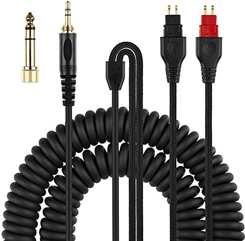weishan Coiled Headphone Cord Replacement for Sennheiser HD650, HD660 S, HD600, HD6XX, HD580, HD565, HD545, HD535, Audio Cable Wire 3.5mm 1/8 Plug and 6.35mm 1/4 Adapter 5m(16ft)