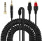 weishan Coiled Headphone Cord Replacement for Sennheiser HD650, HD660 S, HD600, HD6XX, HD580, HD565, HD545, HD535, Audio Cable Wire 3.5mm 1/8 Plug and 6.35mm 1/4 Adapter 5m(16ft)