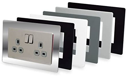 Double Light Switch Surround Acrylic Finger Plate Panel Socket (Light Grey Matt)