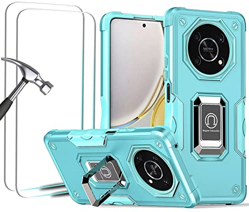 Jeelar ESONG Handyhülle für Honor X30/Honor X9 5G/Honor Magic 4 lite,Militär Handy Hülle Stoßfeste Cover Case mit Magnetische Autohalterung/2 Panzerglas Schutzfolie,Ständer Schutzhülle,Minze