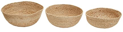 Premier Housewares Set of Three Jute Baskets/Hamper Baskets for Gifts/Farmhouse Style Basket/Picnic Basket/Handwoven Picnic Baskets/Wicker Basket W25 x D25 x H12cm.