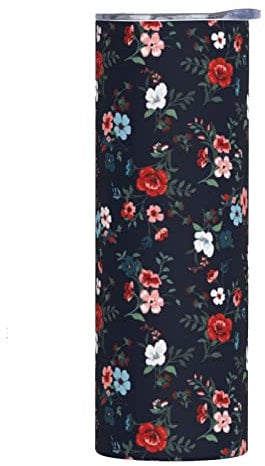 Makachen Tasse à café isotherme en acier inoxydable motif floral - 591 ml - Pour la maison, le bureau, le sport, les fêtes, les cadeaux