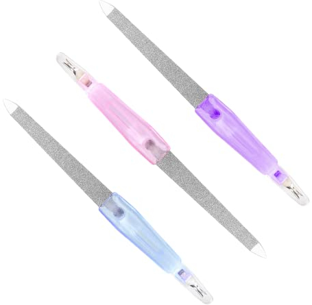 Limetta per Unghie, 3 Pcs Lima per Unghie a Doppia Estremità, Lime Professionali per Unghie, Limetta per Unghie Metallo, per Pedicure Unghie e Styling Manicure