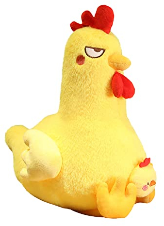 Plüschtiere Huhn, 45cm Flauschige Hähnchen Kuscheltier Stofftier Huhn Küken Plüsch Kissen Kawaii Henne Realistisch Gockel Plüschtier Plüschpuppe Weiche Plüsch Spielzeug für Kinder Jungen Mädchen