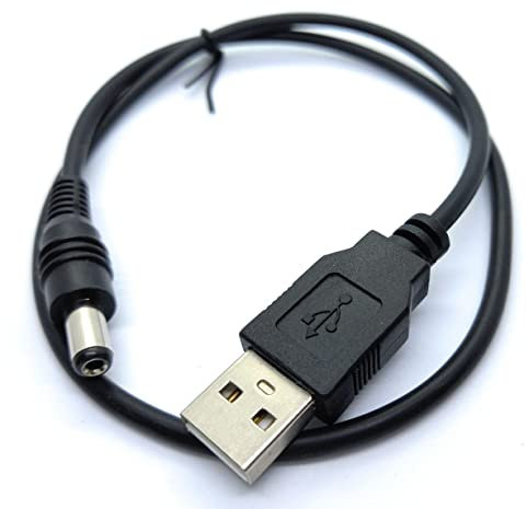 DRUT 50cm USB to 2.1mm x 5.5mm 2.0 5v 2A 2000mA DC Power Cable 1,6ft