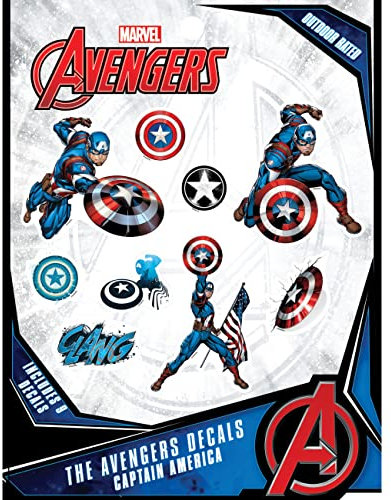 Marvel Captain America Vinyl Decals - Set of 9 Outdoor Rated Stickers for Car, Laptop, Computer, Water Bottle - Marvel Stickers for Kids and Adults