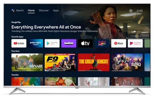 SHARP 55FP1EA Android TV 139 cm (55 Zoll) 4K Ultra HD Android TV (Smart TV ohne Rahmen, Dolby Vision, Quantum Dot)