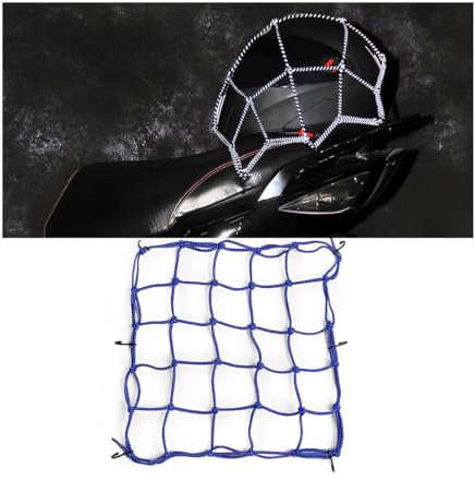 CGEAMDY Motorrad Gepäcknetz Motorrad Netz, Motorrad Gepäcknetz Nylon Spannnetz Sicherungsnetz Fahrrad Spannnetz Autodach Gepäcknetz für Befestigung Helm(Blau)