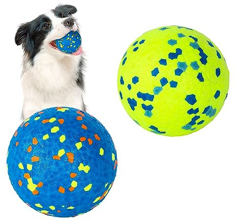 Jodsen Hundeballspielzeug, unzerstörbare Spielzeugbälle, hohe Sprungkraft, Gummi, langlebig, solide, interaktiver Ball, widerstandsfähiges Zahntraining für kleine, mittelgroße und große Welpen