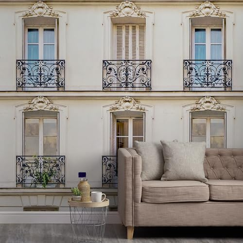 Fototapete Vlies Wand Haus Paris Französisch Creme Beige Grau ML3301