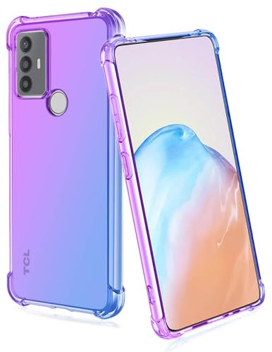 BORYA Silicone Case for TCL 30SE/TCL 305/TCL 306, Transparent Ultra Thin Shockproof Silky Soft Touch Premium TPU, Elegant Colorful Gradient Anti-Scratch Cover,Purple/Blue