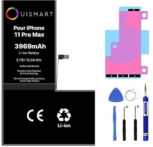 OUISMART® KIT Batterie pour IPHONE (avec Kit Outils + Adhésif, iPhone 11 Pro Max)