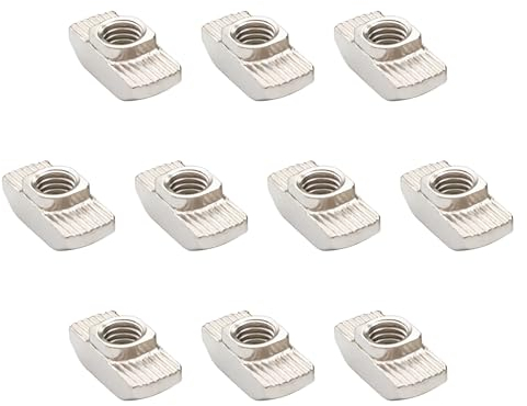 FOCMKEAS 10 Stück M3 T-Nutensteine, europäischer Standard, halbrund, T-Nut-Verschluss für Aluminium-Extrusionsprofil, Kohlenstoffstahl, vernickelt (M3)
