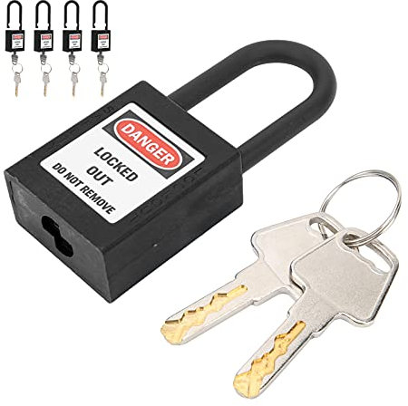 5set 38mm candado de seguridad con llave candado industrial dispositivo de bloqueo de seguridad eléctrica para aplicaciones industriales(negro)