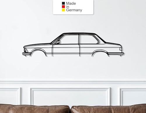 MetalGiftsWorld for BMW E21, Metall Wandbild, Wanddeko, Auto Silhouette, Metal Car Wall Art (Größe: 100 cm (39))