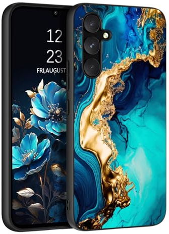 DUEDUE Samsung A34 Hülle Glitzer 5G, Samsung A34 Handyhülle Silikon 5G Nebula/Space Design Hybrid Hard PC Soft TPU Glow in The Dark für Samsung Galaxy A34 5G Blau