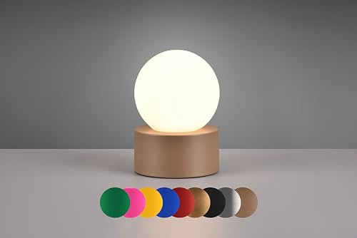lightling Tischlampe Cordula, mit Fuß aus coffeefarbigem Metall, Glasschirm weiß, On/Off Touch-Funktion, exkl. 1 x E14 max. 25W, Ø 12 cm, Höhe 17 cm