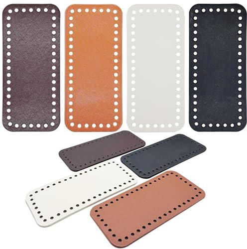 JMZLLRX 4 Farbe Taschenboden, Taschenboden zum Häkeln Rechteckig PU Leder Stricken Taschenboden für Taschenherstellung, Handtasche Schultertasche Geldbörse DIY Zubehör, 18 x 8cm