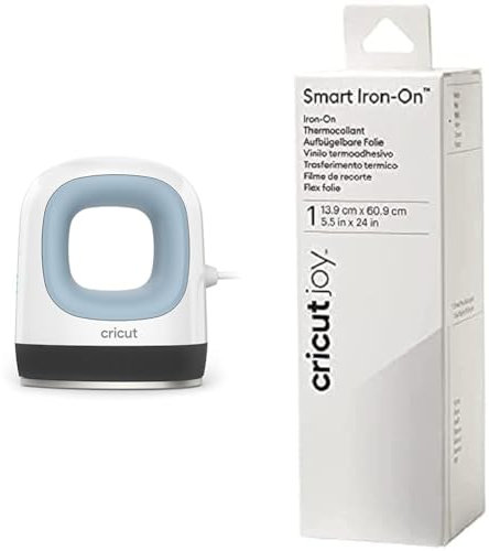 Cricut EasyPress Mini, Zen Blue & Smart Iron-On 14x60cm (White) M3, for Joy, Talla única