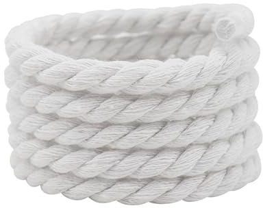 Viojrlly 1 Pair Lacci Corda, 7 mm Rotondi Lacci Scarpe per Scarpe da Ginnastica, Chunky Rope Stringhe in Tessitura Scarpe per Corsa, Spessa Lacci in Cotone Premio per Sneakers (Bianco)