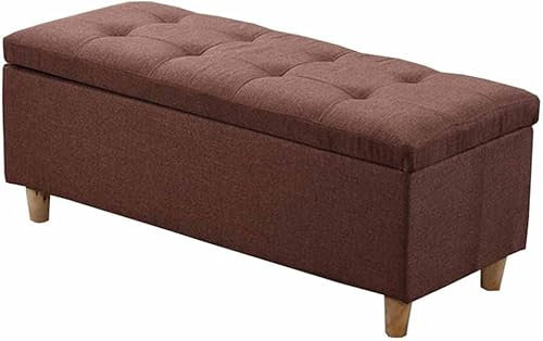 AYVADA Brandschutz-Klapphocker mit Stauraum, Langer Wickelhocker, bequemer Hocker am Bettende, Baumwolle und Leinen, großer Stauraum, Hocker aus massivem Holz, Tragfähigkeit 150 kg. SI