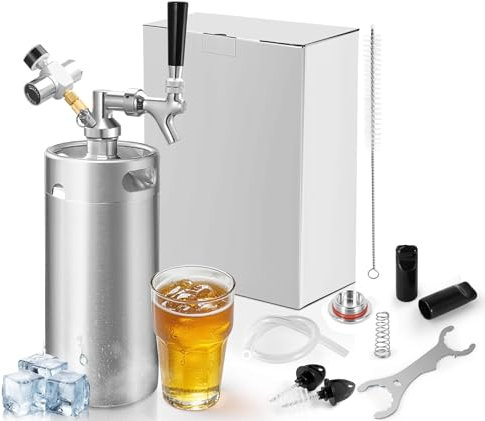 HGKEKE Mini sistema dispensador portátil de 3,628.7 g con mini regulador de barril para carbonatar cerveza de barril y mantener la cerveza fresca, grifo de cerveza de cierre automático, mini barril