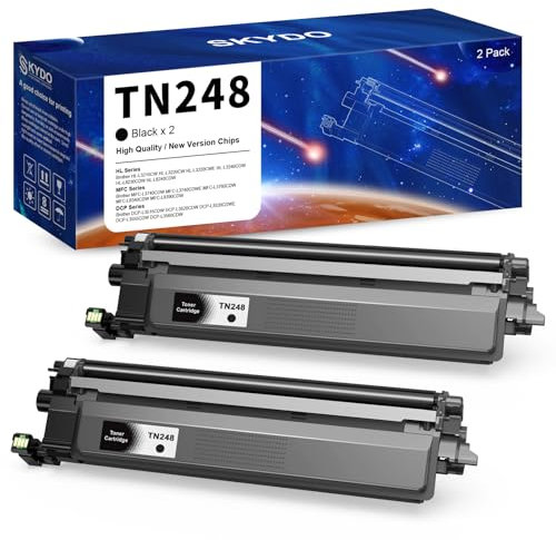 TN248 Toner kompatibel für Brother TN248 TN248XL Toner TN248BK für Brother DCP-L3515CDW DCP-L3520CDW HL-L3215CW HL-L3220CW HL-L3220CWE HL-L3240CDW MFC-L3740CDW MFC-L3760CDW,2X TN248 schwarz